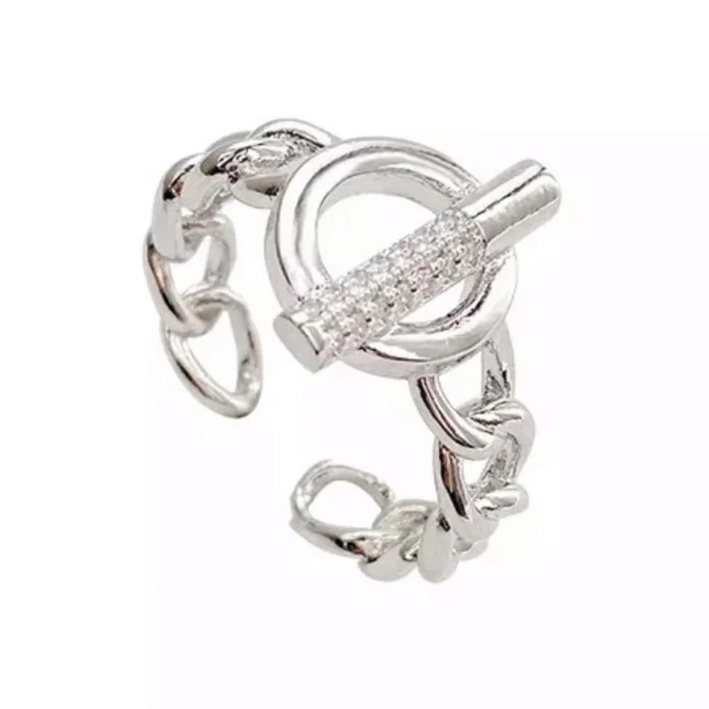 Sterling Silver Chain Crystal Ring Sterling Silver